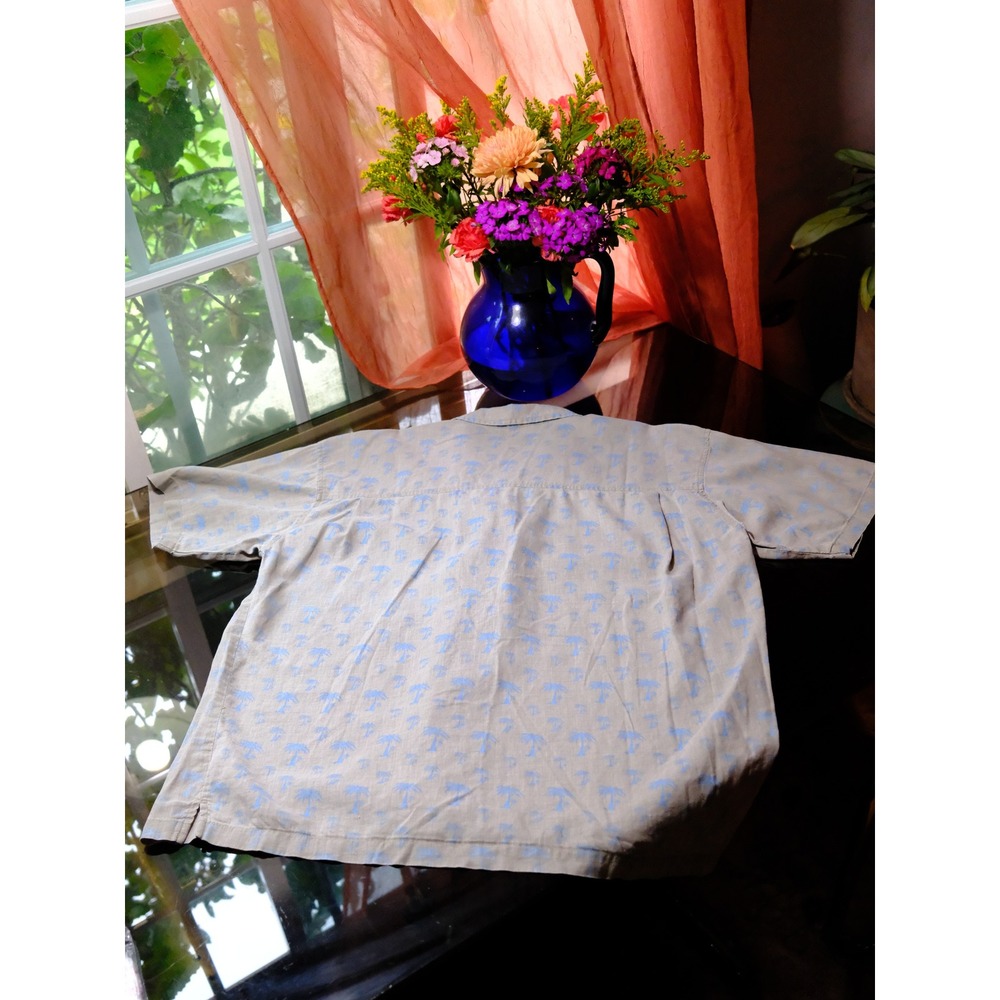 Bugle Boy Exclusive Linen Blend Palm Tree Hawaiian Button Up Size XXL - Picture 4 of 8